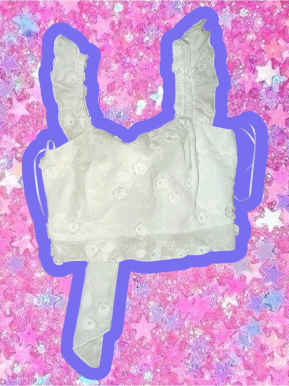 Vintage 2000s cropped top free people boho ruffle bow tank Y2K 60s penny lane